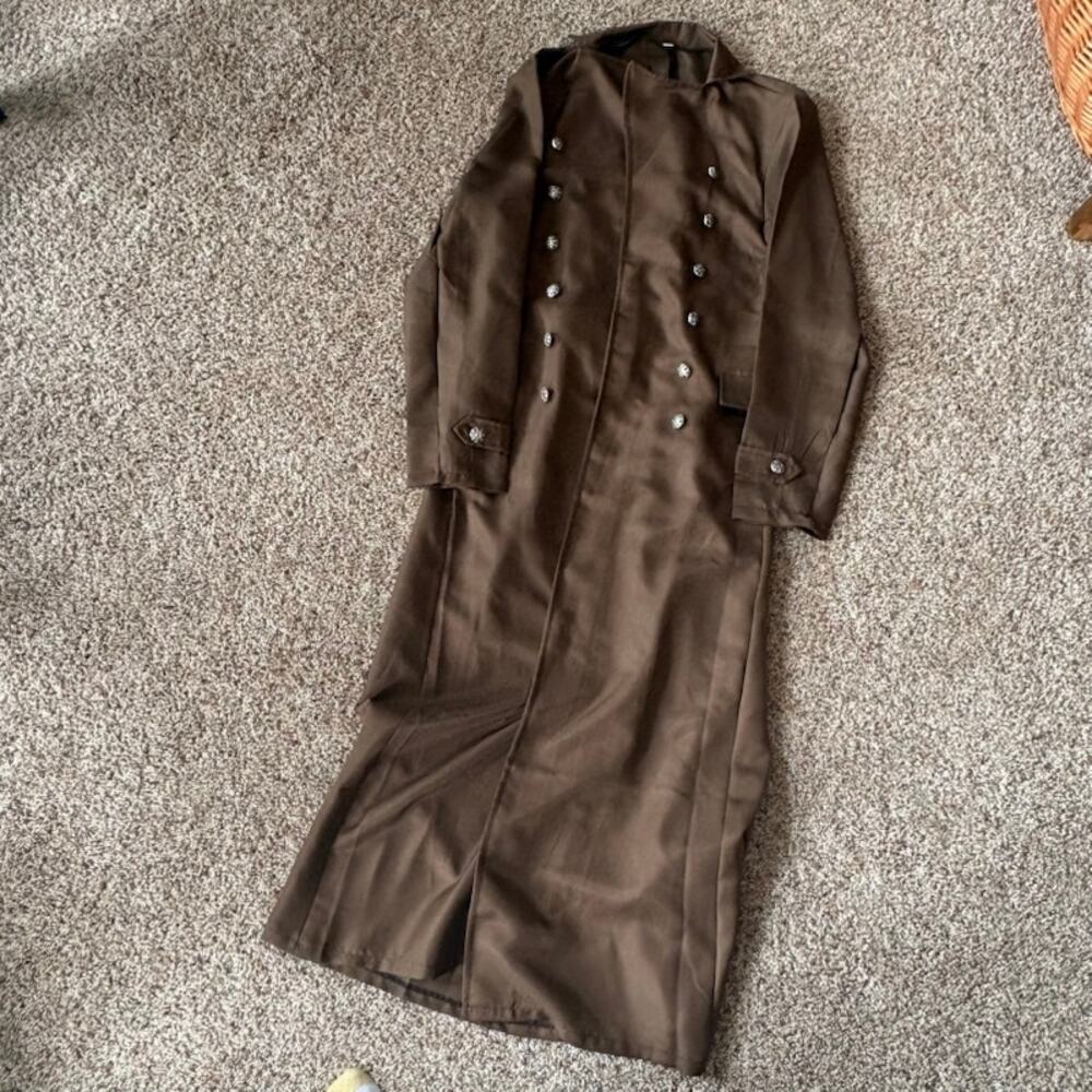Brown Victorian Steampunk Trench Coat Costume sz XL Sirius Black Cosplay
